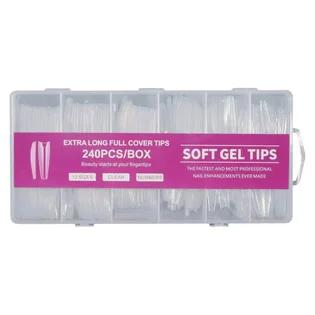 Гелеві тіпси прозорі Soft Gel Tips, Raspberry, 240 шт
