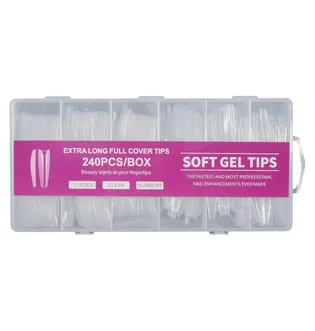 Przezroczyste tipsy żelowe Soft, Raspberry, 240 szt