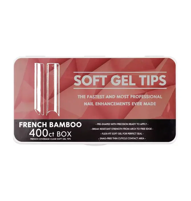 Гелеві тіпси Soft Gel Tips French Bamboo #1, прозорі, 400 шт