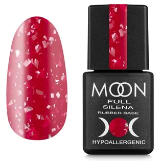 Цветная база Moon Full Silena #2038, красно-ягодная с серебряной поталью, в баночке, 8 мл