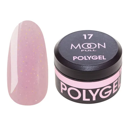 Nail Extension Polygel Moon Full #17, lilac-white with shimmer, 15 ml