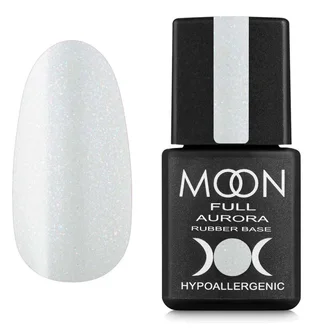 Color Rubber Base Moon Full Aurora #2001, white with fine shimmer, in jar, 8 ml