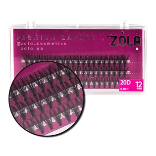 Вії в пучках ZOLA 20D, вигин C, товщина 0.10, довжина 12 мм