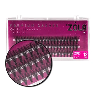 Вії в пучках ZOLA 20D, вигин C, товщина 0.10, довжина 12 мм