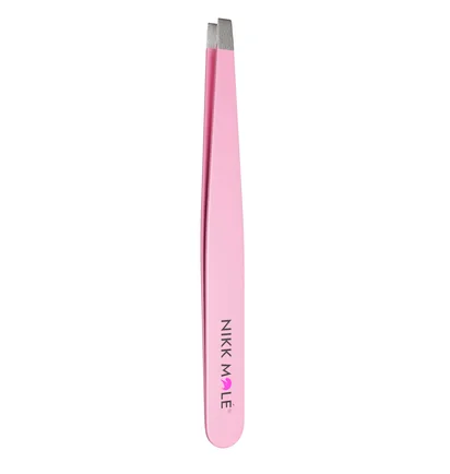 Прямий пінцет для брів Nikk Mole, рожевий