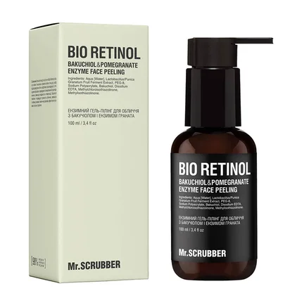 Ензимний гель-пілінг для обличчя Mr.Scrubber Bio Retinol, з бакучіолом та ензимом гранату, 100 мл
