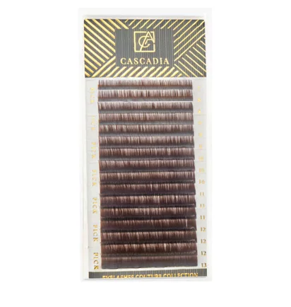 Rzęsy Mix Dark Chocolate Cascadia, skręt M, grubość 0.07, długość 7-14 mm, 16 rzędów