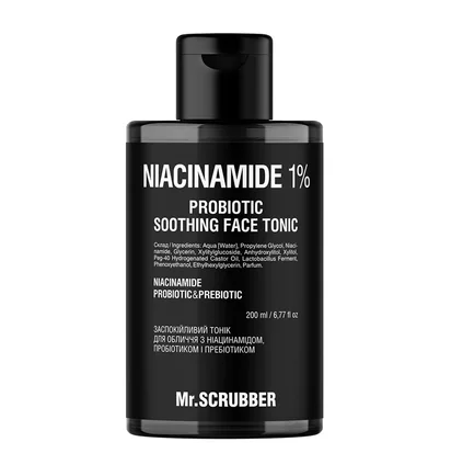Заспокійливий тонік для обличчя Mr.Scrubber Niacinamide 1%, з ніацинамідом, пробіотиком та пребіотиком, 200 мл