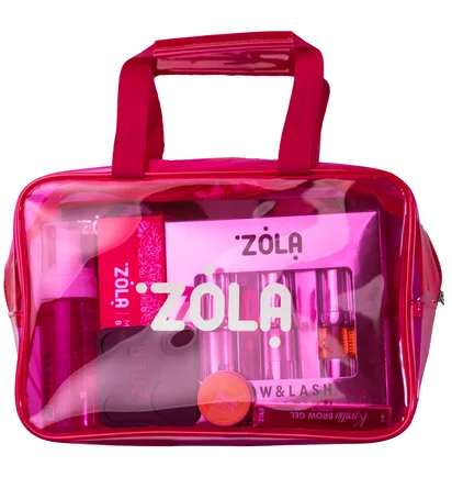 Косметичка велика ZOLA, з довгими ручками, рожева