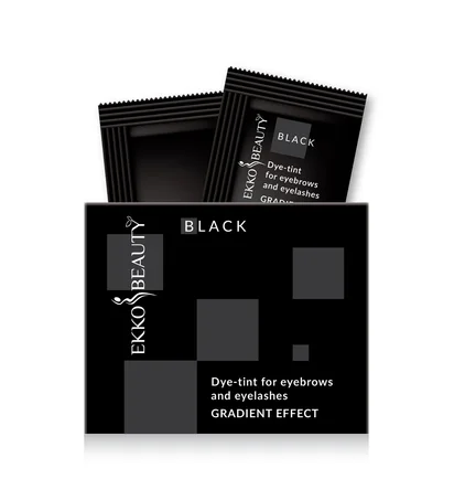 Краска-тинт для бровей и ресниц Ekko Beauty Gradient Effect, Black, 3 мл