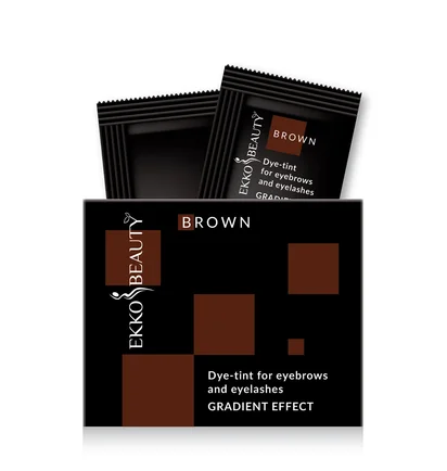 Краска-тинт для бровей и ресниц Ekko Beauty Gradient Effect, Brown, 3 мл