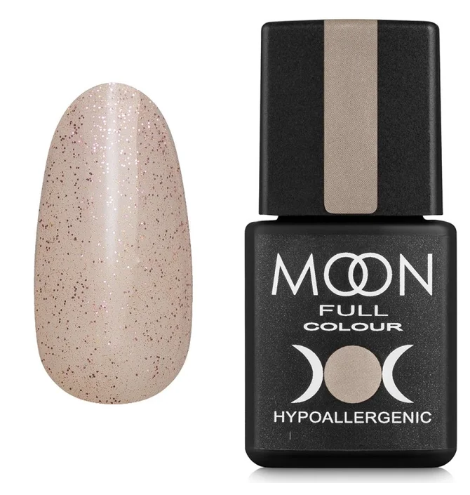 Гель-лак Moon Full Opal Color Gel Polish #503, напівпрозорий бежевий з дрібним рожевим шиммером, 8 мл