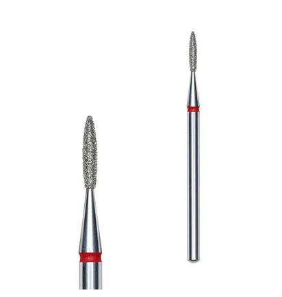Frez diamentowy Staleks Expert, Płomyk, 1.6×8 mm, czerwony