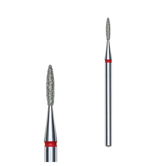 Frez diamentowy Staleks Expert, Płomyk, 1.6×8 mm, czerwony
