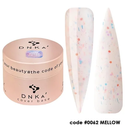 Камуфлююча база для нігтів з поталлю DNKa' Cover Rubber Base French #0062 Mellow, банка, 30 мл