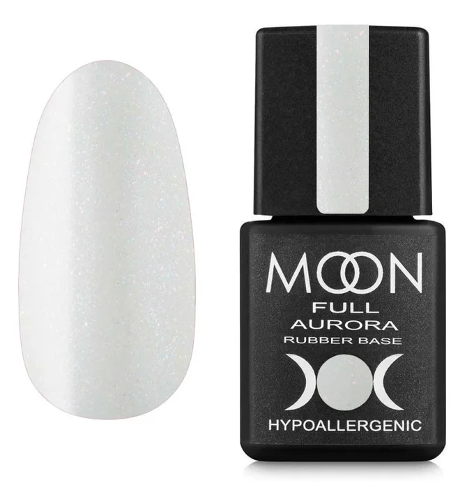 Kolorowa baza kauczukowa Moon Full Aurora #2003, mleczna z drobnym shimmerem, w słoiczku, 8 ml