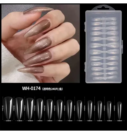 Gel Tips, clear, Long Stiletto, 240 pcs