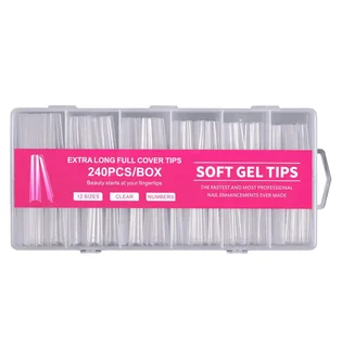 Clear Soft Gel Tips, Pink, 240 pcs
