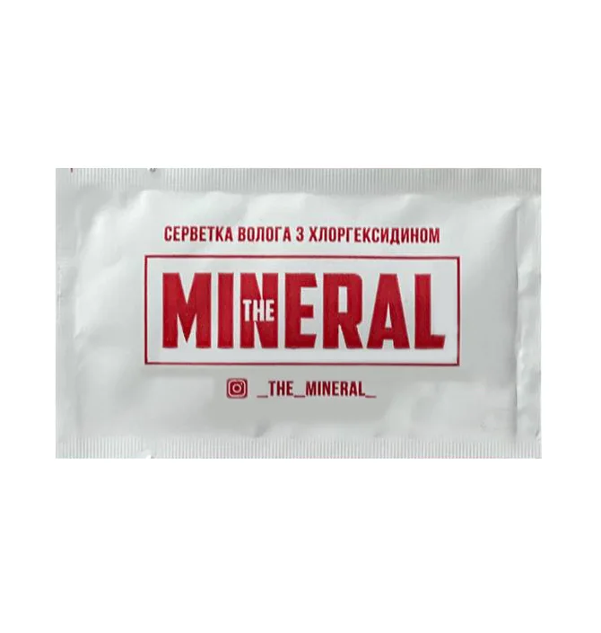 Влажная салфетка The Mineral с хлоргексидином, белая, саше