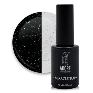 Топ для нігтів з блискітками без липкого шару Adore Professional Miracle Top №01 Holographic Glitter, UV-фільтр, 7,5 мл