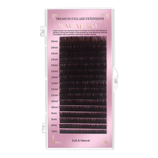 Вії Nagaraku Mix Dark Brown, вигин D, товщина 0.07, довжина 7-15 мм, 16 ліній
