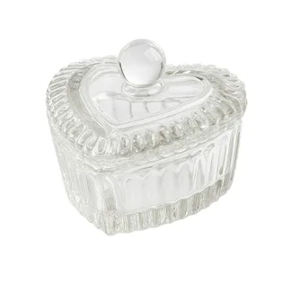 Glass Cup, with lid clear, heart-shaped