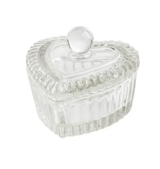 Glass Cup, with lid clear, heart-shaped