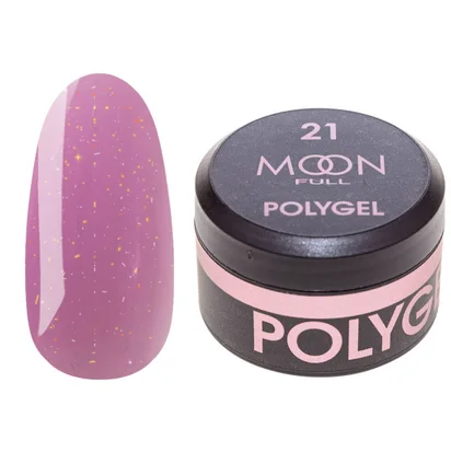 Nail Extension Polygel Moon Full #21, pink with shimmer, 15 ml