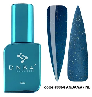 Камуфлирующая база для ногтей с шиммером DNKa' Cover Rubber Base French #0064 Aquamarine, 12 мл