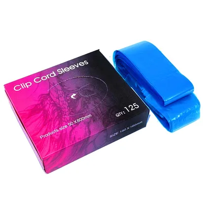 Бар'єрний захист для кліп-корду Clip Cord Sleeves, синій, 80×5 см, 125 шт