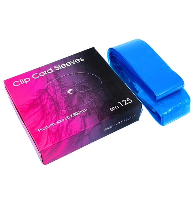 Бар'єрний захист для кліп-корду Clip Cord Sleeves, синій, 80×5 см, 125 шт