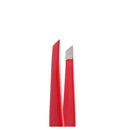 Пінцет для брів Staleks Expert 11 Type 3, з широкими скошеними кромками, червоний