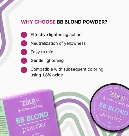 Освітлювальна фіолетова пудра для брів ZOLA BB, Blond Powder, 10 г