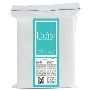 Комір-серветка Doily для перукарів, спанлейс, сітка, біла, 7×40 см