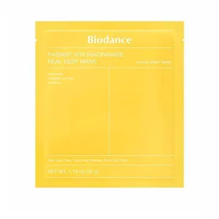 Гідрогелева маска для сяйва обличчя Biodance Radiant Vita Niacinamide Real Deep Mask, 34 г