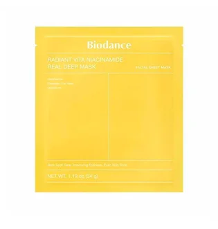Гідрогелева маска для сяйва обличчя Biodance Radiant Vita Niacinamide Real Deep Mask, 34 г