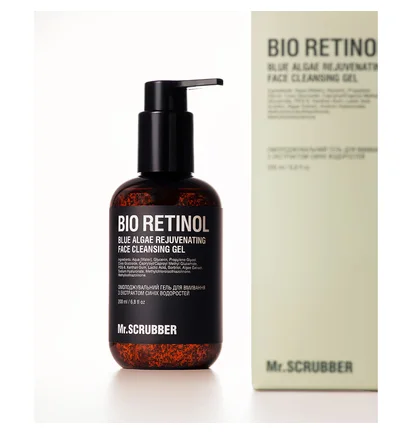 Омолоджуючий гель для вмивання Mr.Scrubber Bio Retinol, з екстрактом синіх водоростей, 200 мл