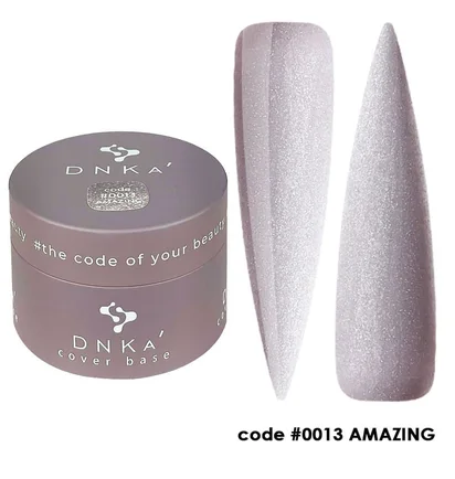 Камуфлююча база для нігтів з шиммером DNKa' Cover Rubber Base French #0013 Amazing, 30 мл