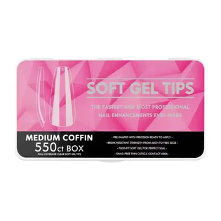 Гелеві тіпси Soft Gel Tips Medium Coffin #5, прозорі, 550 шт