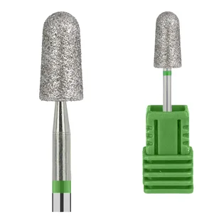 Алмазна фреза Kraken Nails, закруглений конус, з зеленою насічкою, 4.0×8.0 мм