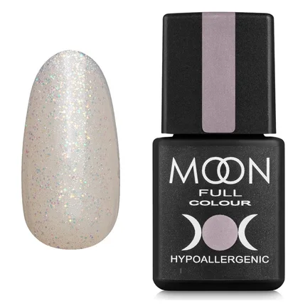Гель-лак Moon Full Opal Color Gel Polish #502, напівпрозорий безбарвний з дрібним різнобарвним шиммером, 8 мл