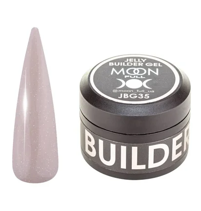 Żel-galaretka do przedłużania paznokci Moon Full Builder #35, ciemnobeżowy półprzezroczysty ze shimmerem, 30 ml