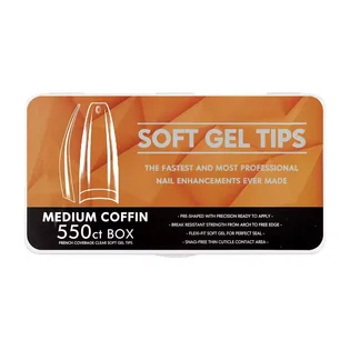 Гелеві тіпси Soft Gel Tips Medium Coffin #4, прозорі, 550 шт