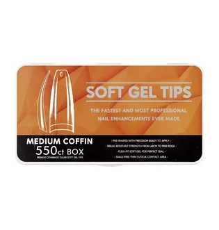 Гелеві тіпси Soft Gel Tips Medium Coffin #4, прозорі, 550 шт