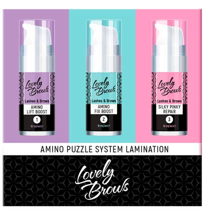 Система ламинирования бровей и ресниц Lovely Brows Amino Puzzle, 3х10 мл