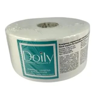 Комірець-серветка Doily для перукарів, гладка в рулоні, 7×50 см, 100 шт
