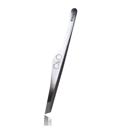 Пінцет для брів OKO Lash&Brow Easy Touch №02, скошений, м'який нажим (ручне заточування)