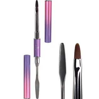 Двосторонній пензлик для полігелю зі шпателем DNKa' Polygel Brush #0004, 9 мм