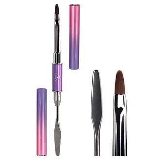 Двосторонній пензлик для полігелю зі шпателем DNKa' Polygel Brush #0004, 9 мм