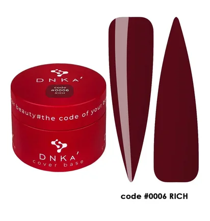 Камуфлююча база для нігтів DNKa' Cover Rubber Base French #0006 Rich, 30 мл